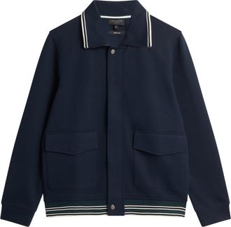Ted Baker Mall Marineblauwe Jas Met Verborgen Sluiting