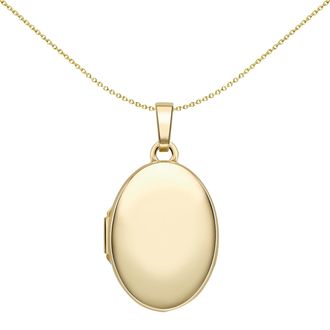 Jewelco London 9ct Gold Beautifully Simple Polished Oval Locket Pendant - LKNR02236