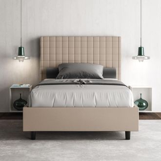 Les Tendances Les Tendances - Letto Una Piazza E Mezza Con Rete Imbottito 120x210 Similpelle Tortora Sunny