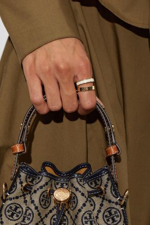 Tory Burch Ring With Logo, Womens, Gold