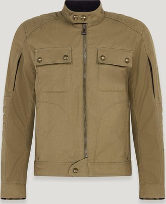 Belstaff Roberts Motorcycle Jacket Mens Cotton Mix Belstaff Olive Size 2XL