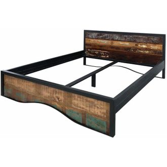 Massivmoebel24 industrial 108 Letto matrimoniale in legno riciclato e ferro - laccato multicolore 180x200