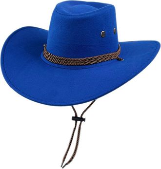 Generic Suede Cowboy Hat British Style Western Rancher Hat for Unisex Mens Cowboy 7 1/4 (BU1, M)