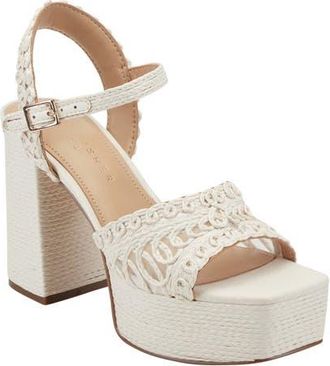 Marc Fisher Chayse Ankle Strap Platform Sandal in White at Nordstrom, Size 7.5