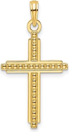 Diamond2Deal 14k Yellow Gold Polished Beaded Cross Pendant