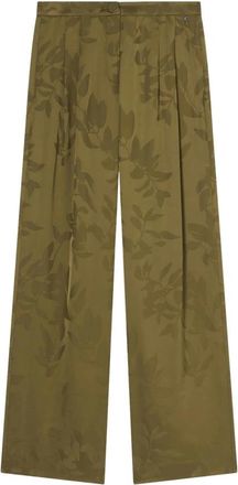 A|X Armani Exchange Palazzo Jacquard Viscose Trousers - female - Armani Exchange - Wide Trousers - Green - XL - Trousers