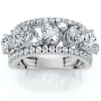 Pompeii3 1 1/2Ct Multi-Shape Cluster Diamond Anniversary Ring 14k Gold Lab Grown