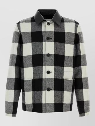 Givenchy wool shirt jacket collared neck check