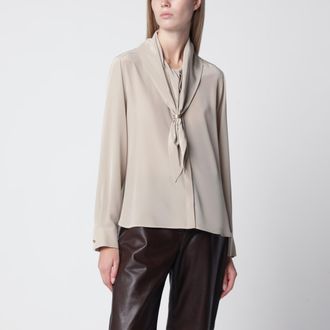 Max Mara Camicia in seta con foulard beige roccia