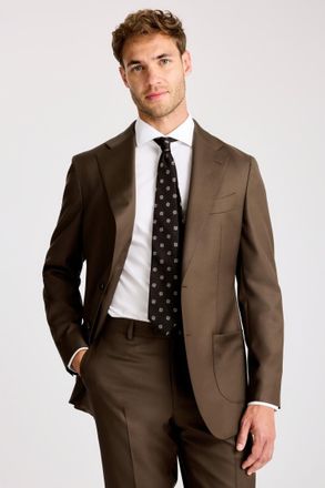 Vitale Barberis Italian Tailored Fit Tobacco Twill Suit Jacket