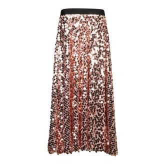 Blanca Vita Metallic Skirt for Modern Women - female - Blanca Vita - Maxi Skirts - Yellow - 3XL - Skirts