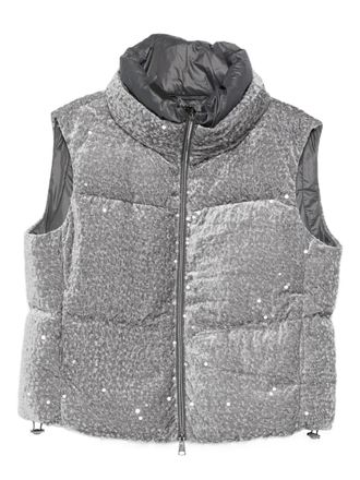 Luisa Cerano Gilet imbottito con paillettes - Grigio