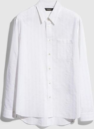 Gucci Striped Technical Cotton Shirt, Size 48, White