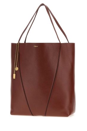 Chlo&eacute; Womens Caramel Leather Large Spin Shopping Bag Blushybrown Borse A Tracolla
