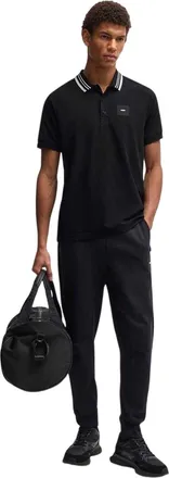 HUGO BOSS Heren Collared Regular Raglan Poloshirt (Zwart)