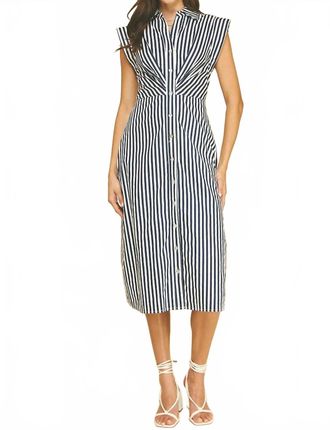 Pinch Design Womens Striped Button Down Midi Dress In Navy/white