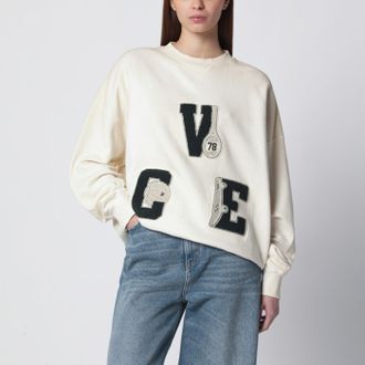 Golden Goose White crewneck sweatshirt with patches