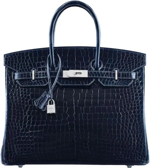 Herm&egrave;s Birkin 25 Crocodile Porosus Lisse Bleu Marine