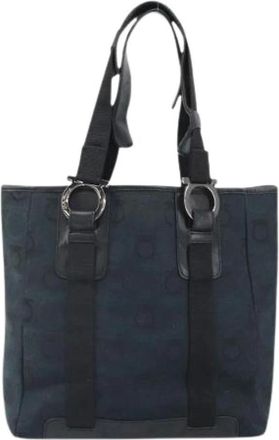 Ferragamo Pre-owned Tote Bags, female, Blue, Size: ONE SIZE Pre-owned Canvas Tote