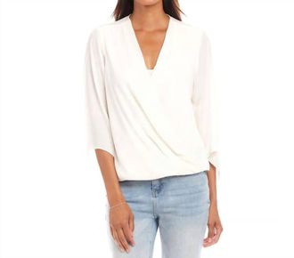 Karen Kane Daphne Drape Front Crossover Top In Cream