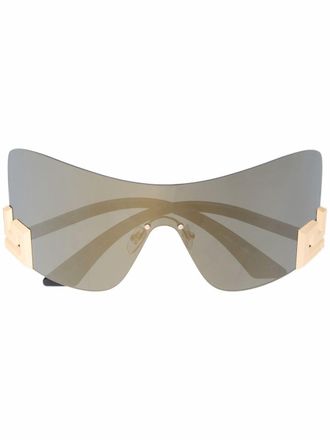 Versace mirrored shield-frame sunglasses - women - Acetate - 40 - Black