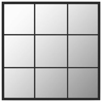 vidaXL Espejo De Pared Metal Negro 60x60 Cm Vidaxl