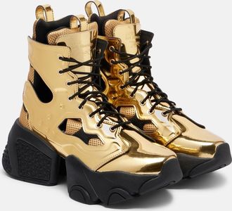 Comme Des Gar&ccedil;ons x Reebok metallic-effect cutout platform ankle boots