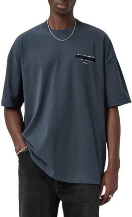 AllSaints Redact Mock Neck Graphic T-Shirt in Sunil Blue at Nordstrom, Size Xx-Large