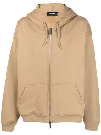Dsquared2 drawstring-hooded zipped jacket - men - Cotton - M - Neutrals