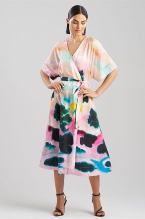 Natori Akiko - Printed Cotton Silk Twill Kimona Wrap in Multi at Nordstrom, Size X-Large