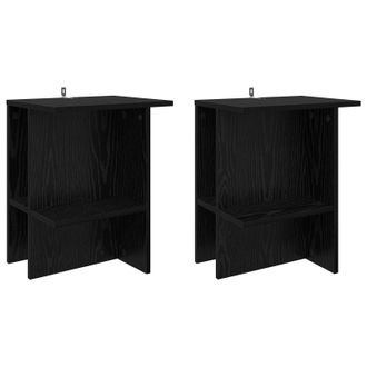 vidaXL Mesa De Caf&eacute; 2 Pcs Roble Negro 40 X 30 X 49 Cm Vidaxl