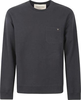 Valentino Garavani Hoodies & sweatvesten, Heren, Zwart, L, Katoen, Katoenen sweatshirt met VGold