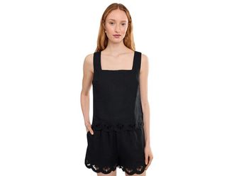 Sanctuary Almost There Linen Top Womens Clothing Black : LG (US 10-12)