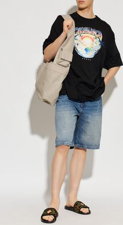 Casablanca T-shirt With Colorful Print, Mens, Black
