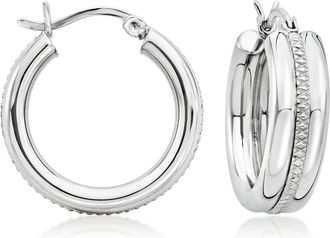 Ross-Simons Sterling Silver Striped Hoop Earrings