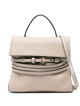 Moschino small Tie Me flap-buckle leather bag - Grey