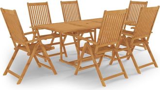 vidaXL Conjunto De Comedor De Jard&iacute;n 7 Piezas Madera Maciza De Teca Vidaxl