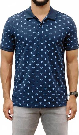 Scotch & Soda Micro Allover Print Jersey Polo In Blue