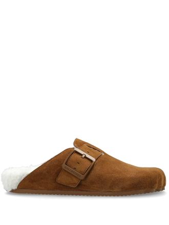 Balenciaga gegraveerd logo slippers - Bruin