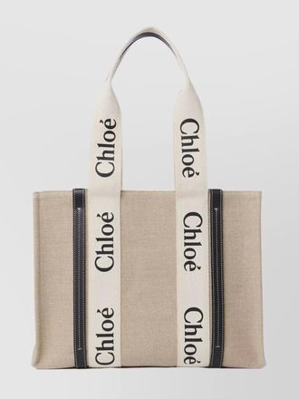 Chlo&eacute; woody medium linen tote bag