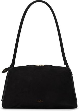 Alaia Womens Shoulder Bag Le Bouledogue Suede Black Leather