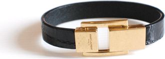 Saint Laurent Black Leather Bracelet