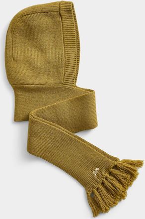 Damson Madder Womens Olive pure wool hooded scarf