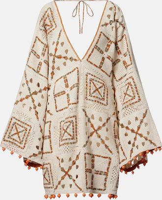 Alemais Al&eacute;mais Marva beaded crochet cotton minidress
