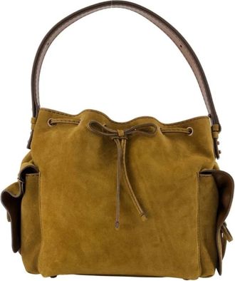 Acne Studios Multipocket Suede Bucket Bag - Dames - Schoudertassen - Bruin - ONE Size - Leer - Tassen