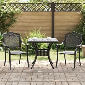 vidaXL 3-Piece Garden Bistro Set - Black Cast Aluminum vidaXL