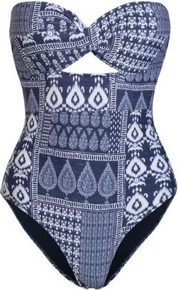 Change of Scenery Ella Twist Bandeau One-Piece Swimsuit in Tivara Patchwork at Nordstrom, Size X-Small
