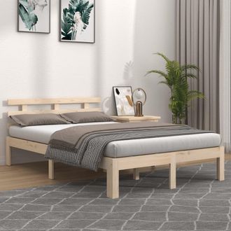 Berkfield Home Bed Frame Solid Wood 120x200 cm in Brown | Size: Small Double