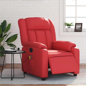 vidaXL Sill&oacute;n De Masaje Reclinable El&eacute;ctrico De Cuero Artificial Rojo Vidaxl