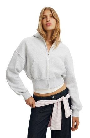 Cotton On Womens Oversized Zip Through Hoodie in Soft Grey Marle at Nordstrom, Size X-Large